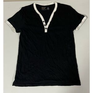 Topman Black White Short Sleeve Henley Shirt Top Tee Size XS 🤍🖤 #topman #henley